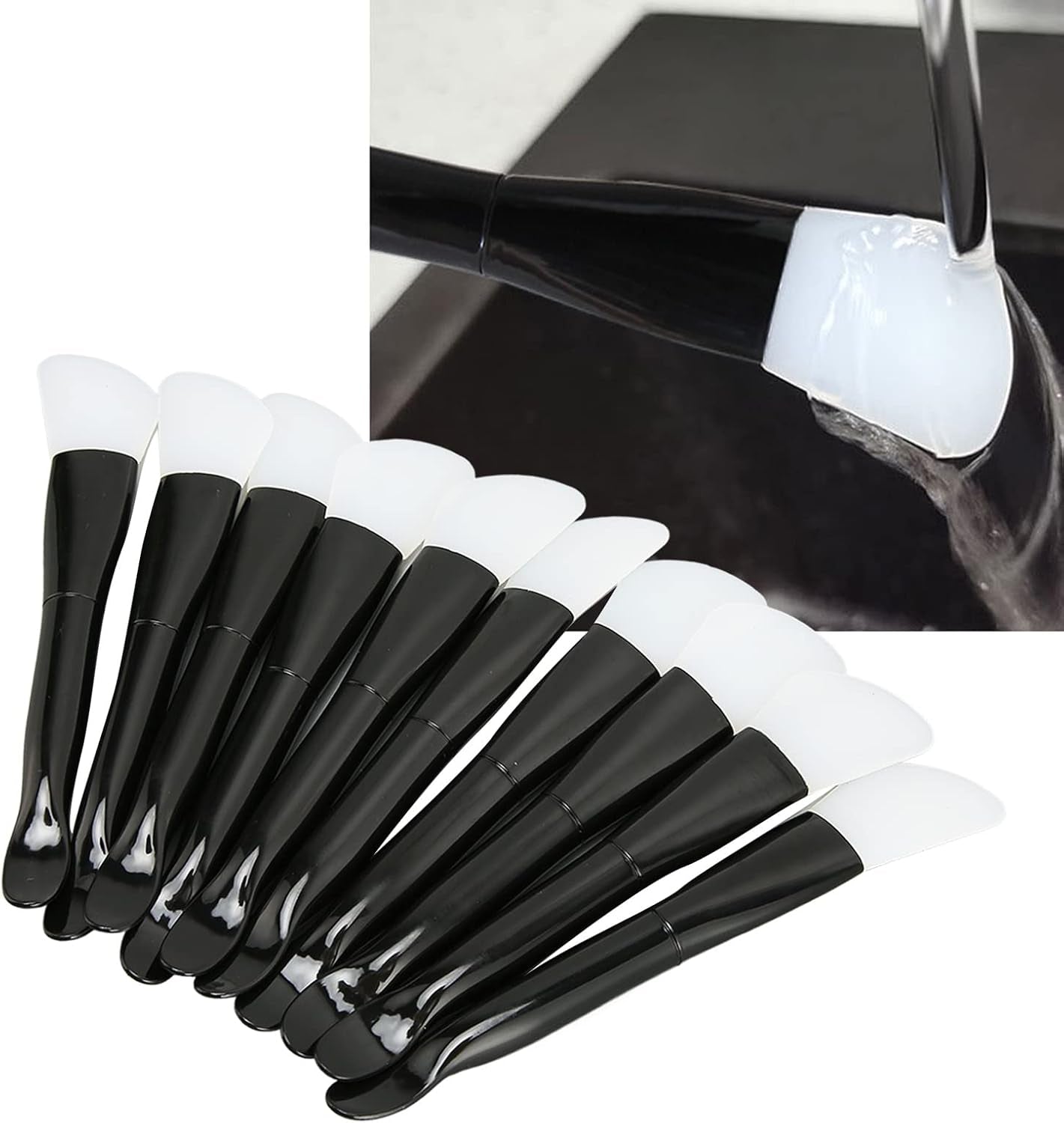 10Pcs Silicone Facial Mask Brush, Mud Mask Applicator with Dual Sided Design, Clay Mask Brush with Ergonomic Handle, Mask Beauty Tool for Mud Clay Mask Modeling Mask Body Lotion