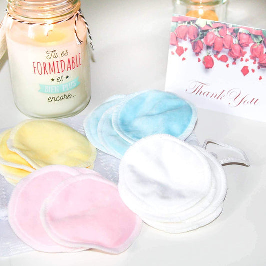 Reusable Makeup Remover Pads| Bamboo Fiber Organic Cotton Pads Face| Cotton Rounds Eyes Make up Remover Pads Zero Waste Washable| for All Skin Types | 1 Laundry Bag+1 Storage Bag| 16 Pcs