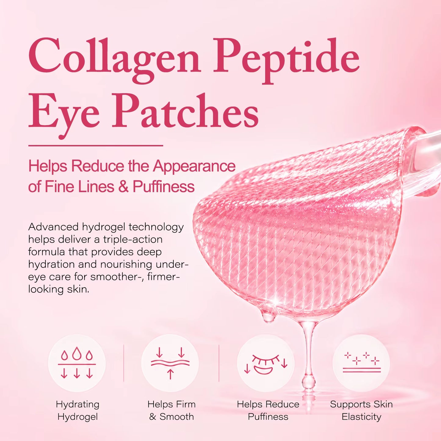 Masaigge Collagen Hydrating Gel Pads Collagen Peptide Eye Patches with Collagen Water 15 Peptide Complex Niacinamide Caffeine