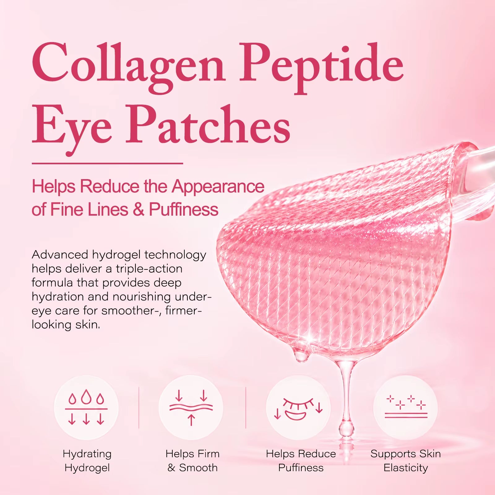 Masaigge Collagen Hydrating Gel Pads Collagen Peptide Eye Patches with Collagen Water 15 Peptide Complex Niacinamide Caffeine