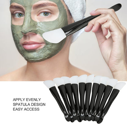 10Pcs Silicone Facial Mask Brush, Mud Mask Applicator with Dual Sided Design, Clay Mask Brush with Ergonomic Handle, Mask Beauty Tool for Mud Clay Mask Modeling Mask Body Lotion
