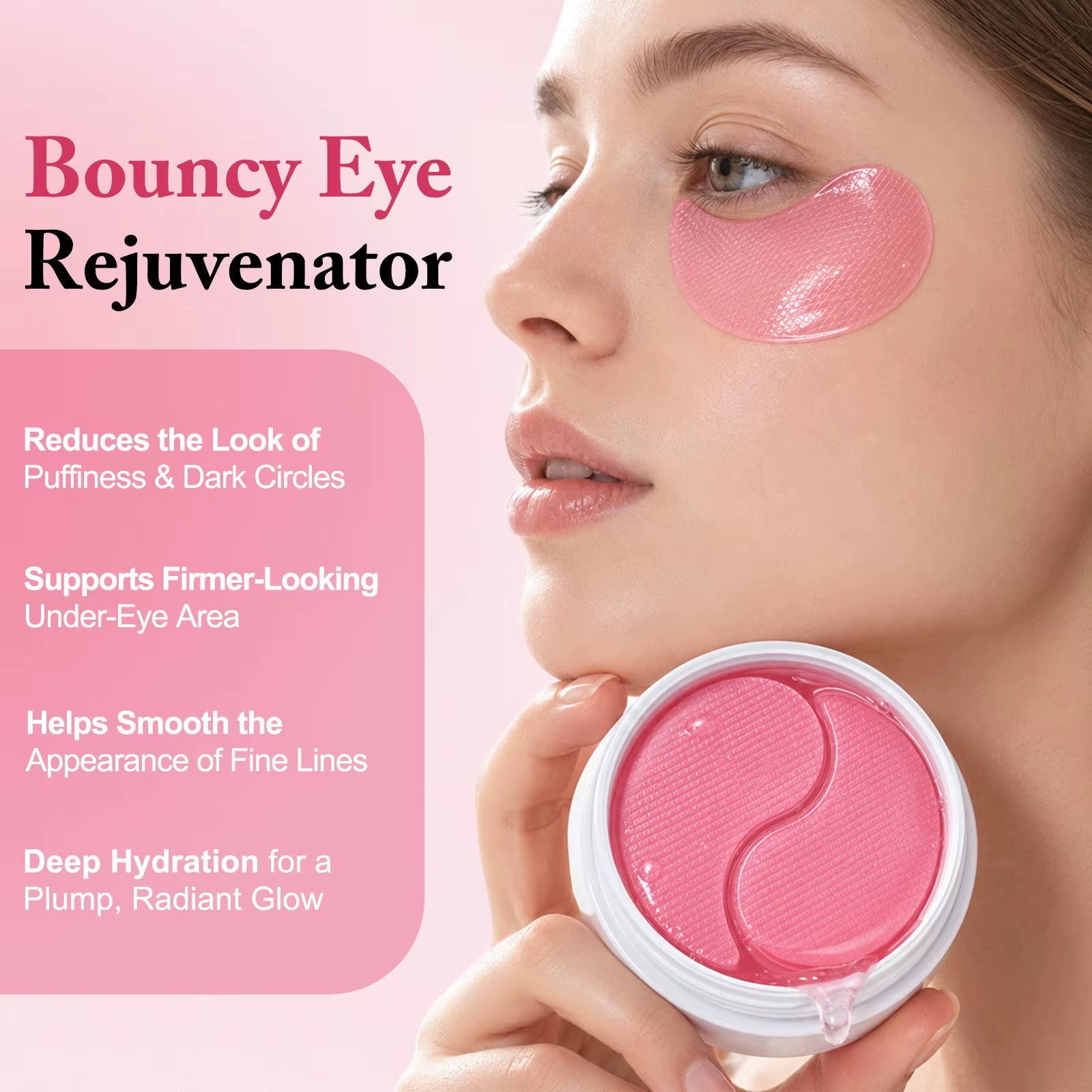 Masaigge Collagen Hydrating Gel Pads Collagen Peptide Eye Patches with Collagen Water 15 Peptide Complex Niacinamide Caffeine